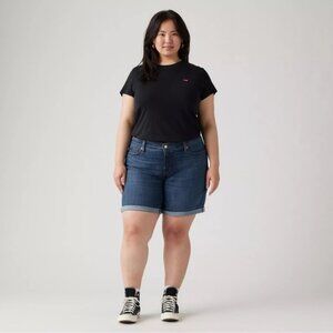 🆕 NWT Women’s 24w Levi’s Mid Length High Rise Classic Shorts Dark Wash